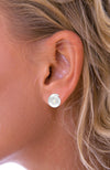 Freshwater Pearl in Shell Silver Stud Earrings