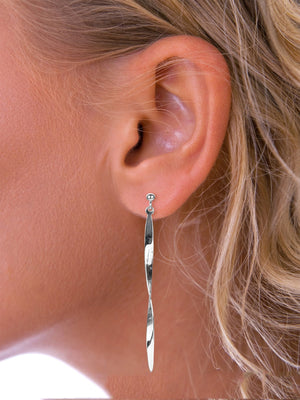 Silver Twist Drop Earrings
