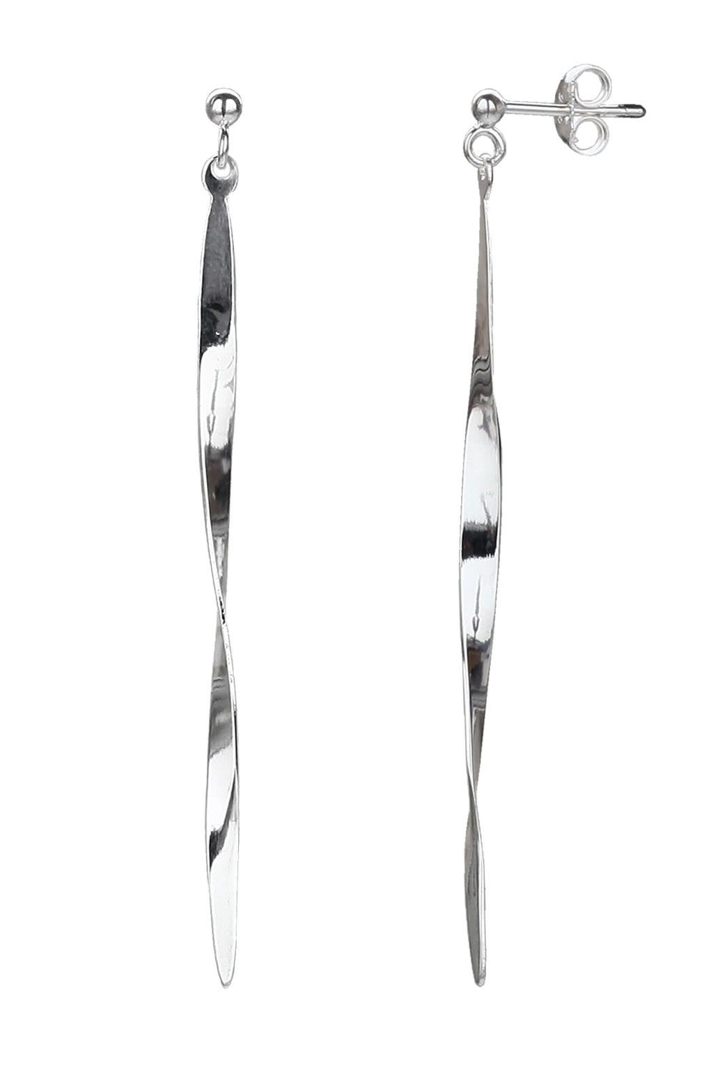 Silver Twist Drop Earrings