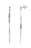 Slim silver brushed drop earrings / Nina B Jewellery