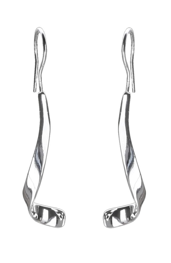 Silver Long Curl Drop Earrings / Nina B Jewellery