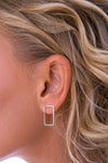 Silver Rectangular Hoop Earrings / Nina B Jewellery