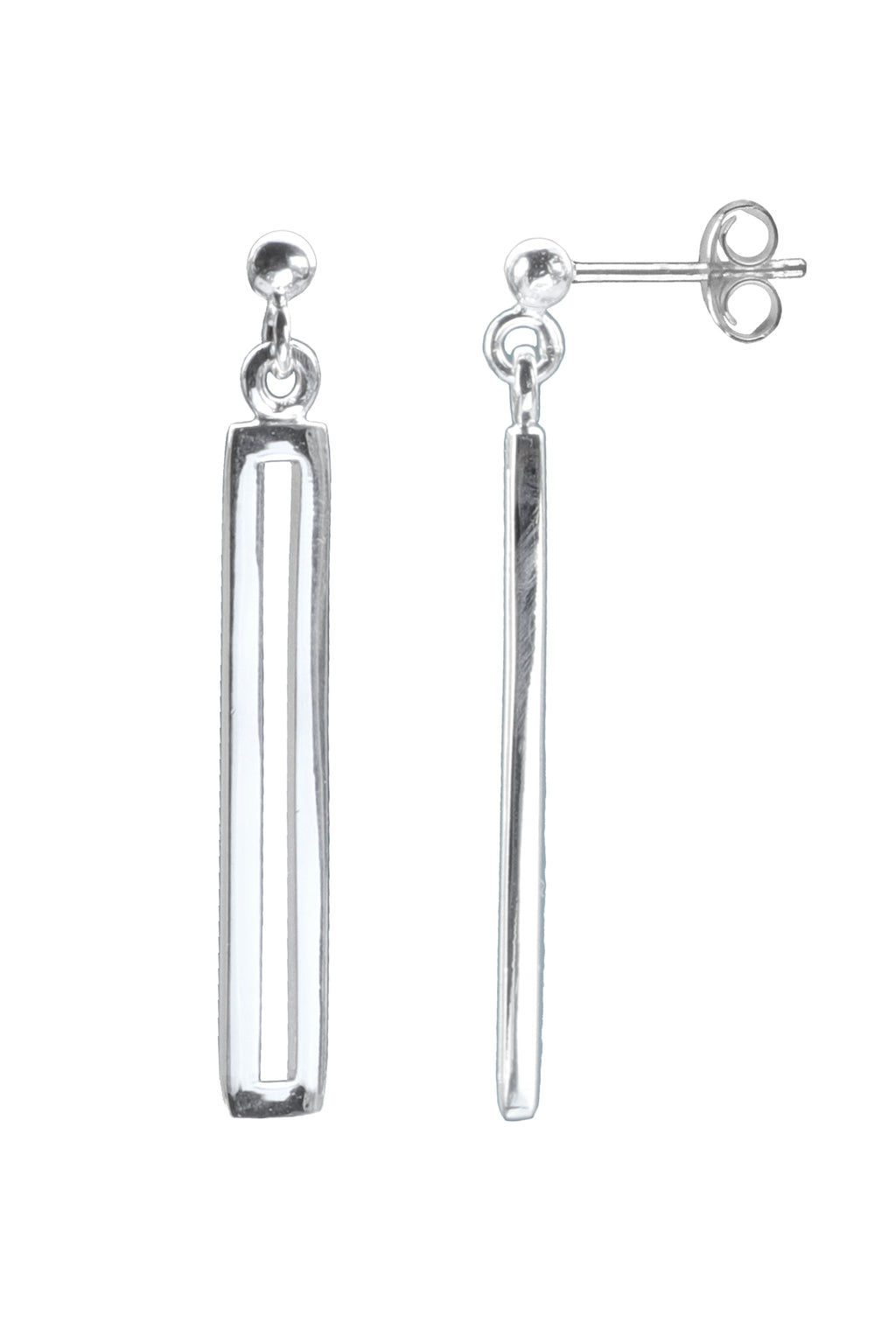 Slim Silver Drop Earrings