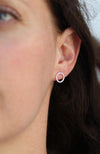 Silver Circle of Dots Stud Earrings