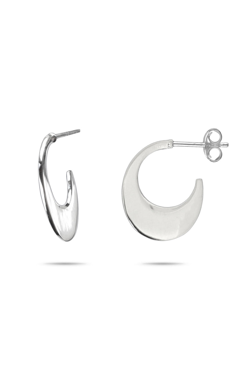 Silver Crescent Hoop Earrings