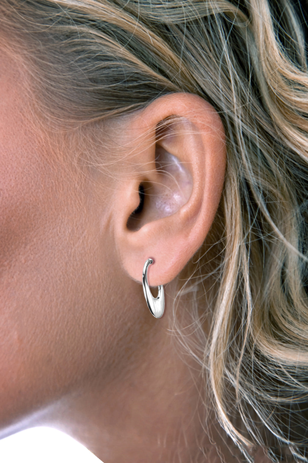 Silver Crescent Hoop Earrings