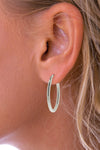 Silver Oval Hoop Earrings