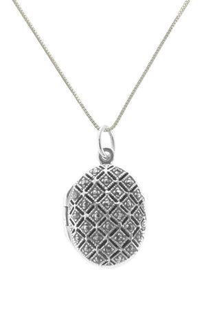 Marcasite silver locket pendant / Nina B Jewellery