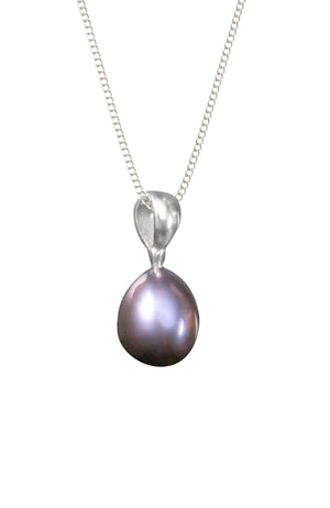 Black Freshwater Pearl Silver Pendant / Nina B Jewellery