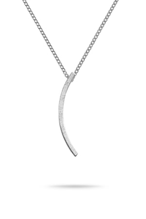 Silver slim textured curve pendant