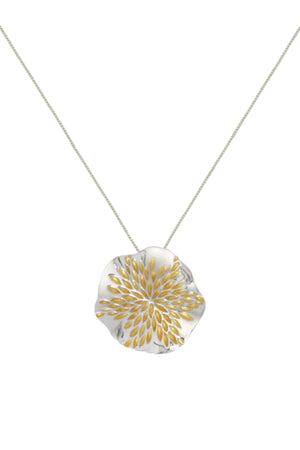 Silver Pendant with Golden Petals
