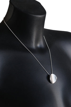 Brushed Silver Round Pendant & Chain