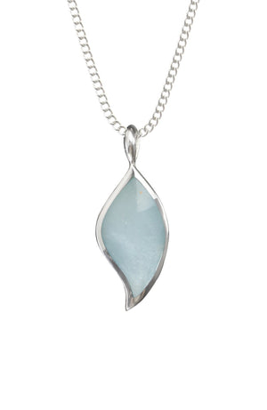 Silver Mother of Pearl soft leaf pendant
