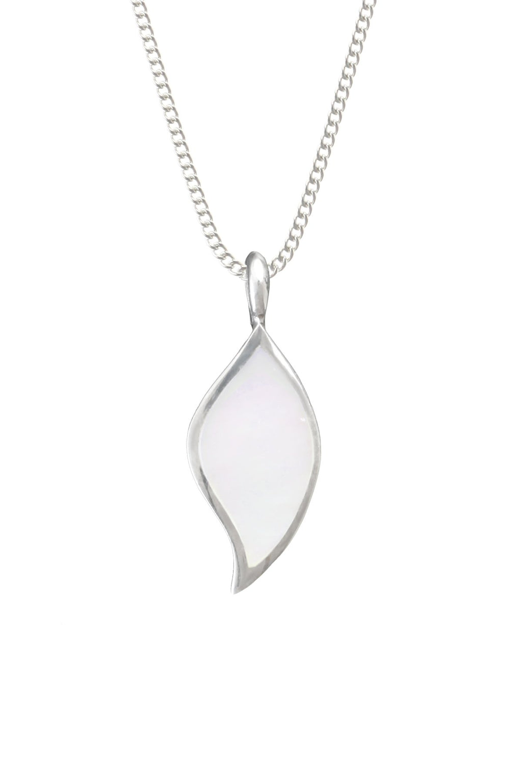 Silver Stone-Set Leaf Pendant