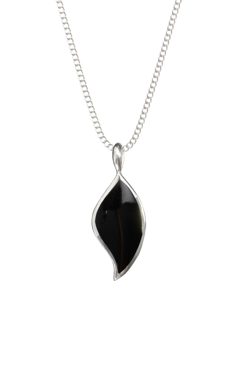 Silver Onyx Leaf Pendant / Nina B Jewellery