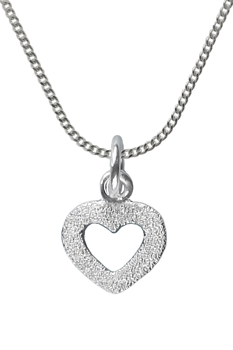 Silver Brushed Heart Pendant