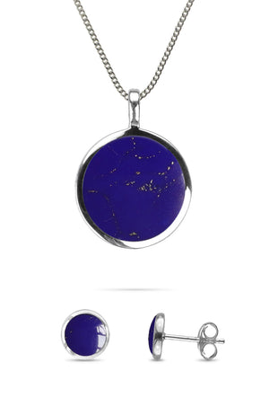 Silver Azulite Round Jewellery Set | Nina B Jewellery
