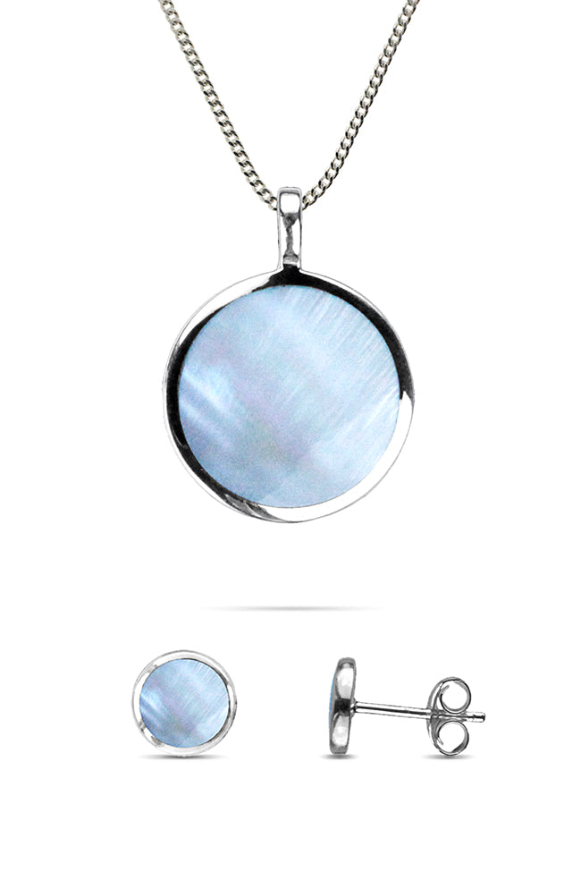 Blue Mother of Pearl Silver Jewellery Set | Nina B Jewellery