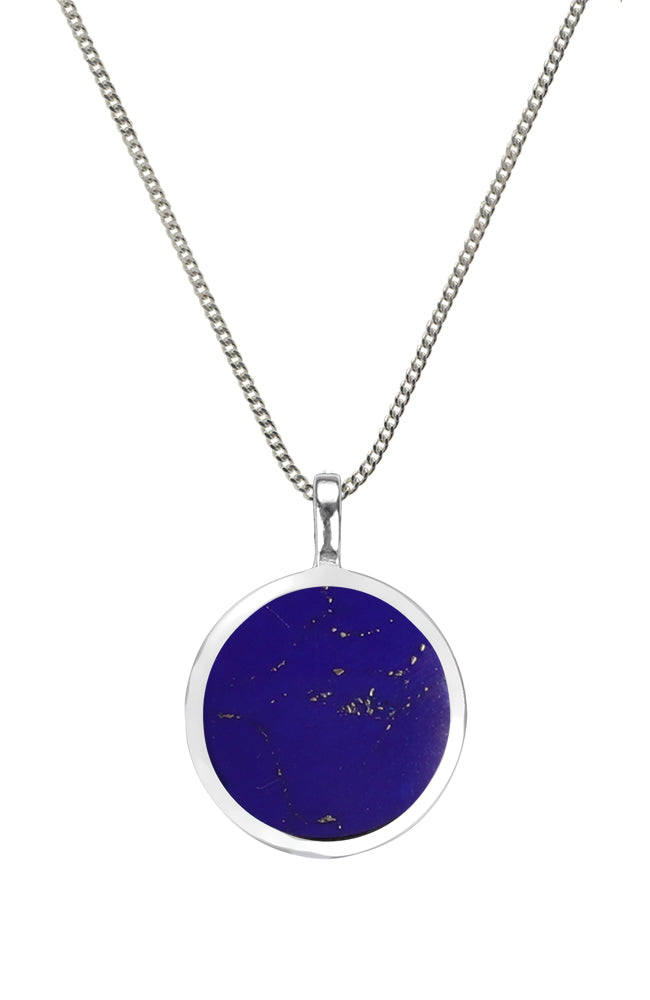 Silver Azulite Round Pendant | Nina B Jewellery