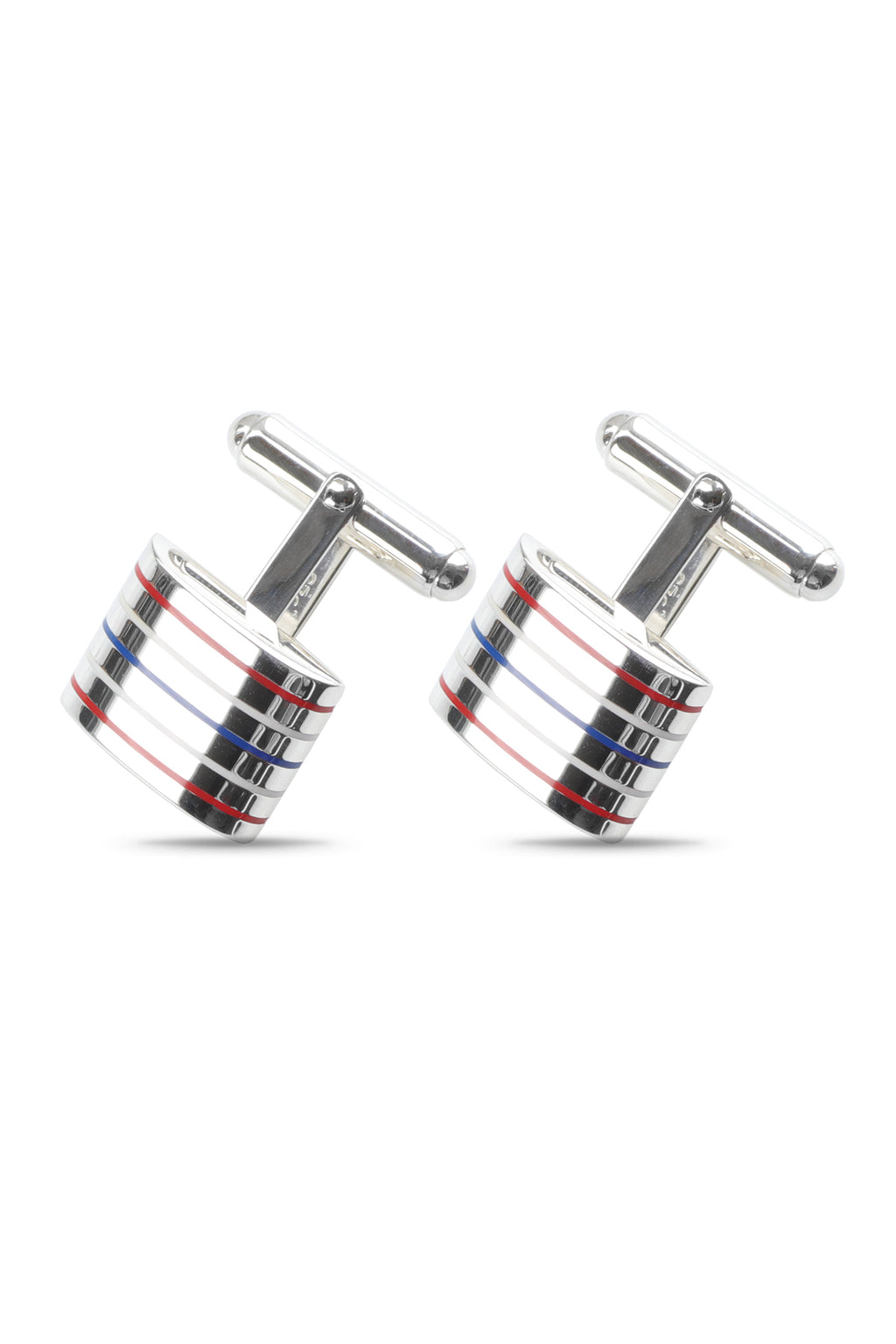 Silver Cufflinks with Multi-Colour Stripes