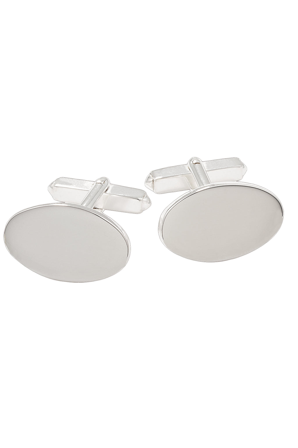 Sterling Silver Plain Oval Cufflinks on Swivels