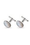 Silver Cufflinks on Swivels with Oval Stones