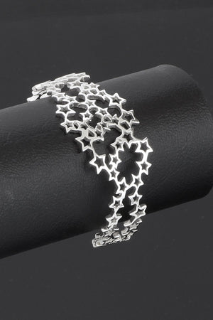 Silver Star Filled Cluster Cuff Bangle