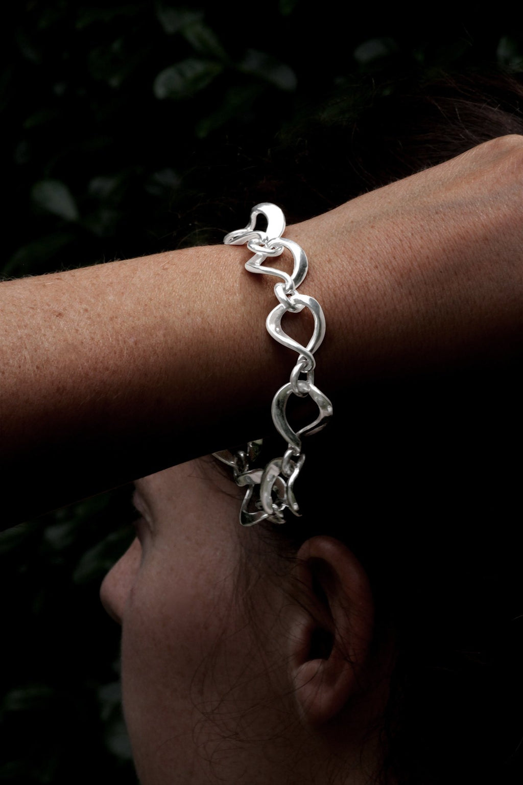 Silver Chunky Chain Twisted Open Link Bracelet