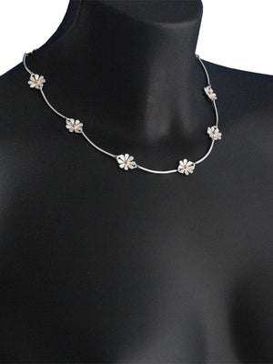 Daisy Petal Sterling Silver and Gold Plated Necklace