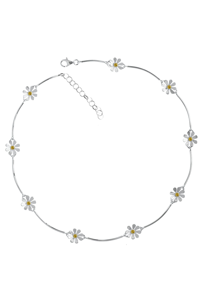 Daisy Chain Silver Necklet / Nina B Jewellery