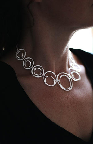 Silver Graduating Open Circles Necklace