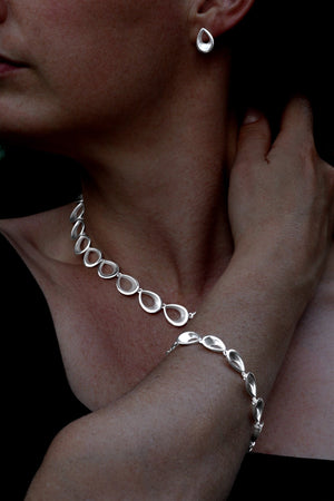 Open Teardrop Silver Bracelet