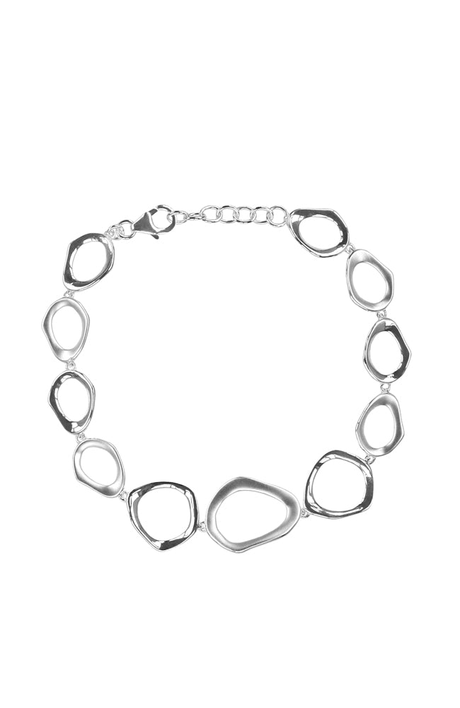 Distorted Open Twist Link Silver Bracelet