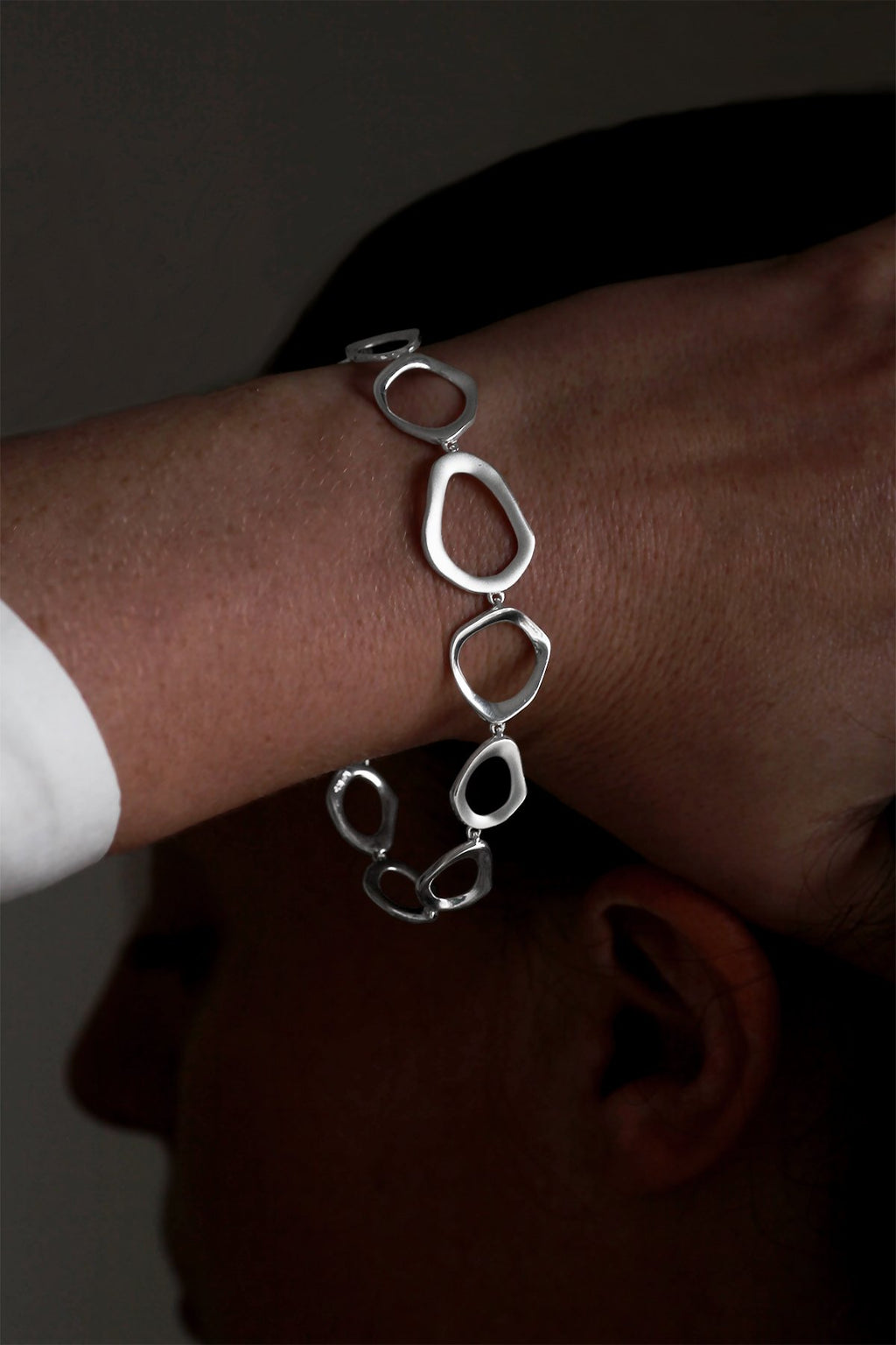 Distorted Open Twist Link Silver Bracelet