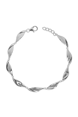 Polished Twist Link Silver Bracelet