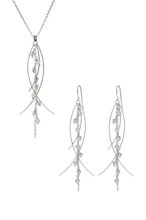 Silver crystal drop earrings and pendant | Nina B Jewellery