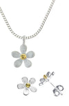 Silver Flower Pendant with Gold Plated Centre