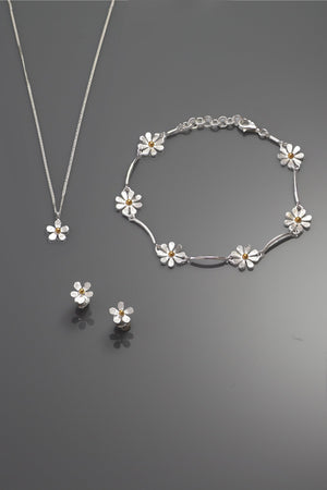 Brushed Daisy Chain Silver Set