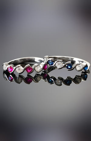 Ruby and Sapphire Diamond Gold Rings / Nina B Jewellery
