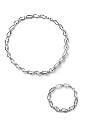 Sterling Silver Bracelet Wavy Links