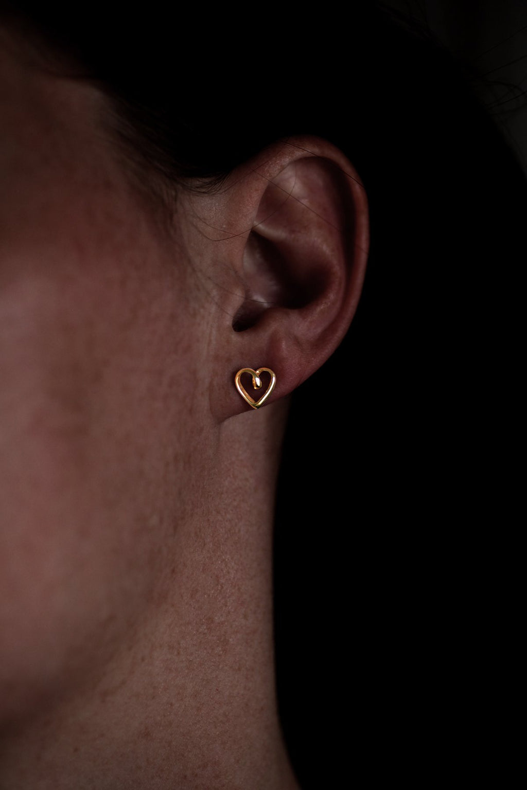 Gold Heart Stud Earrings